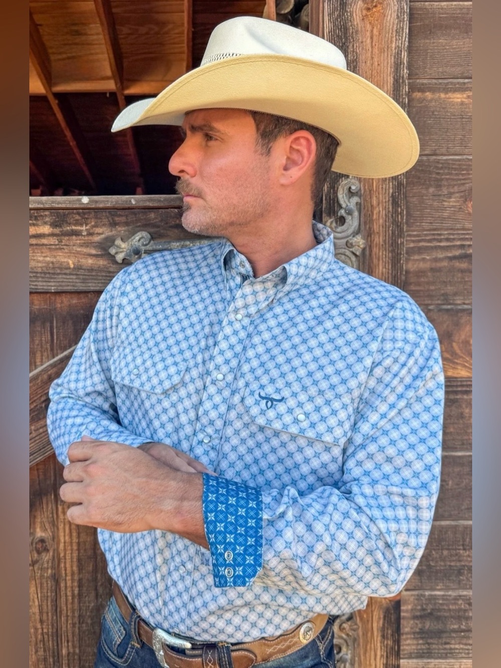 Drover Men's Western Shirt The Honcho Performance Vent Shirt Pearl Snap UPF 2XL